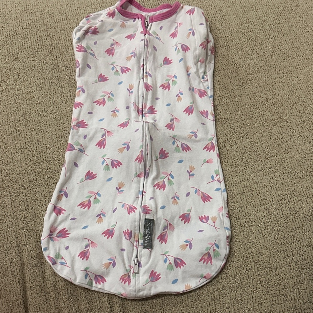 Swaddleme Charming Floral Sleep Sack - Pink and White
